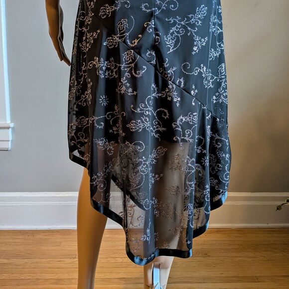 Vintage Y2K Taboo Black Halter Dress Floral Glitter Dark Fairycore Prom Size XL - Picture 12 of 13